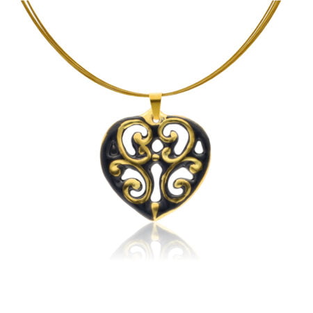 Colier Aero Black & Gold Heart