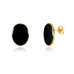 Cercei”MINIMAL”Gold & Black, Oval din portelan fin