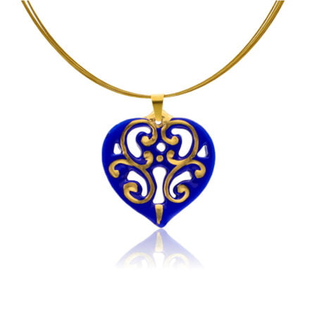 Colier Aero Blue & Gold Heart Colier